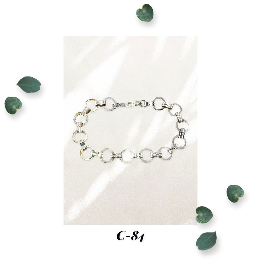 Steampunk Rustic Chain Link Bracelet - Silver Plated